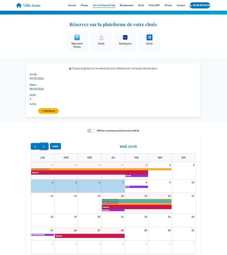 Possibilité de connection à votre gestionnaire de réservation